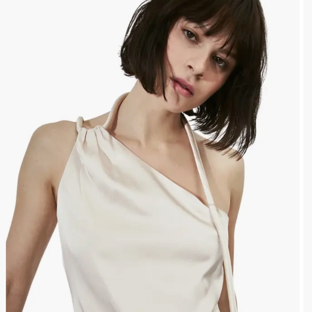 ET OCHS Fleur asymmetric neck stretch silk top size small - Picture 3 of 7